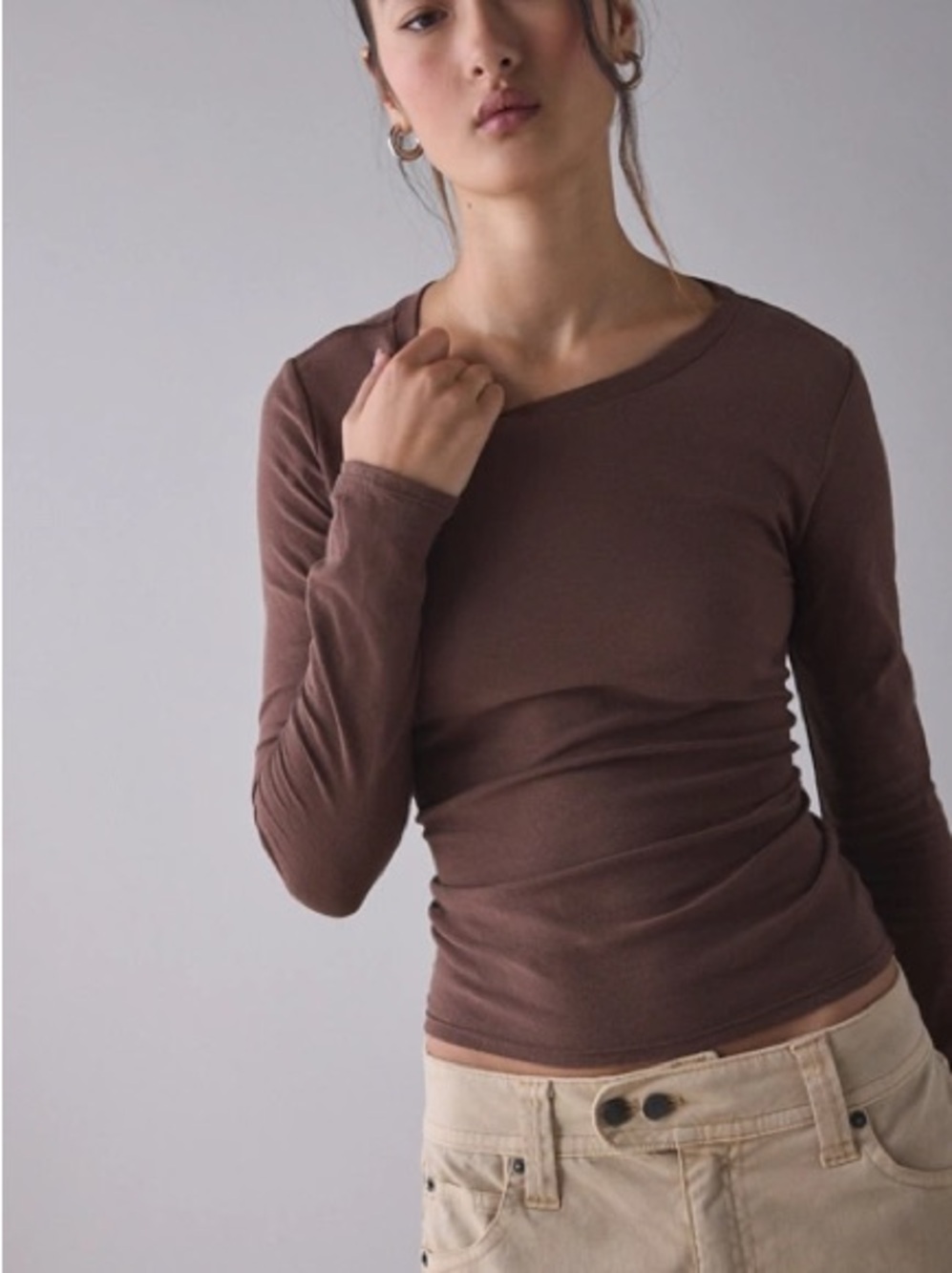 Urban Outfitter BDG Long Sleeve Spill The Tee NWT, Brown S